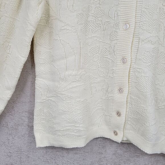 Cuddle Floral Knit Classic Cardigan Sweater Vintage 80s Cottagecore Granny - Picture 3 of 9